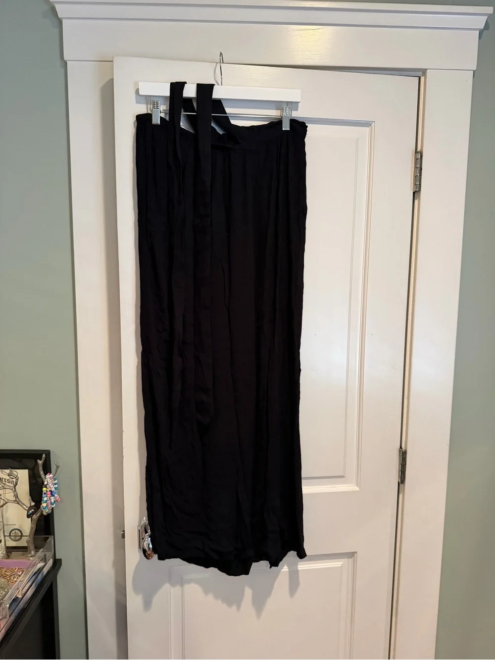 Free People Black Wide-Leg Tie-Waist Pants